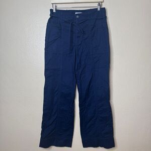 Loft Pants Women's 8 Navy Blue Chino Pockets Straight Fit Tie Belt